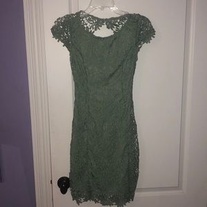 Green Lace Dress. Open Back